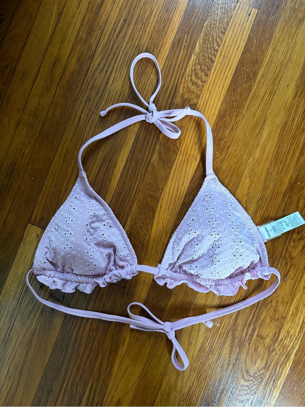Old Navy Light Pink Eyelet Ruffle Triangle Bikini Top